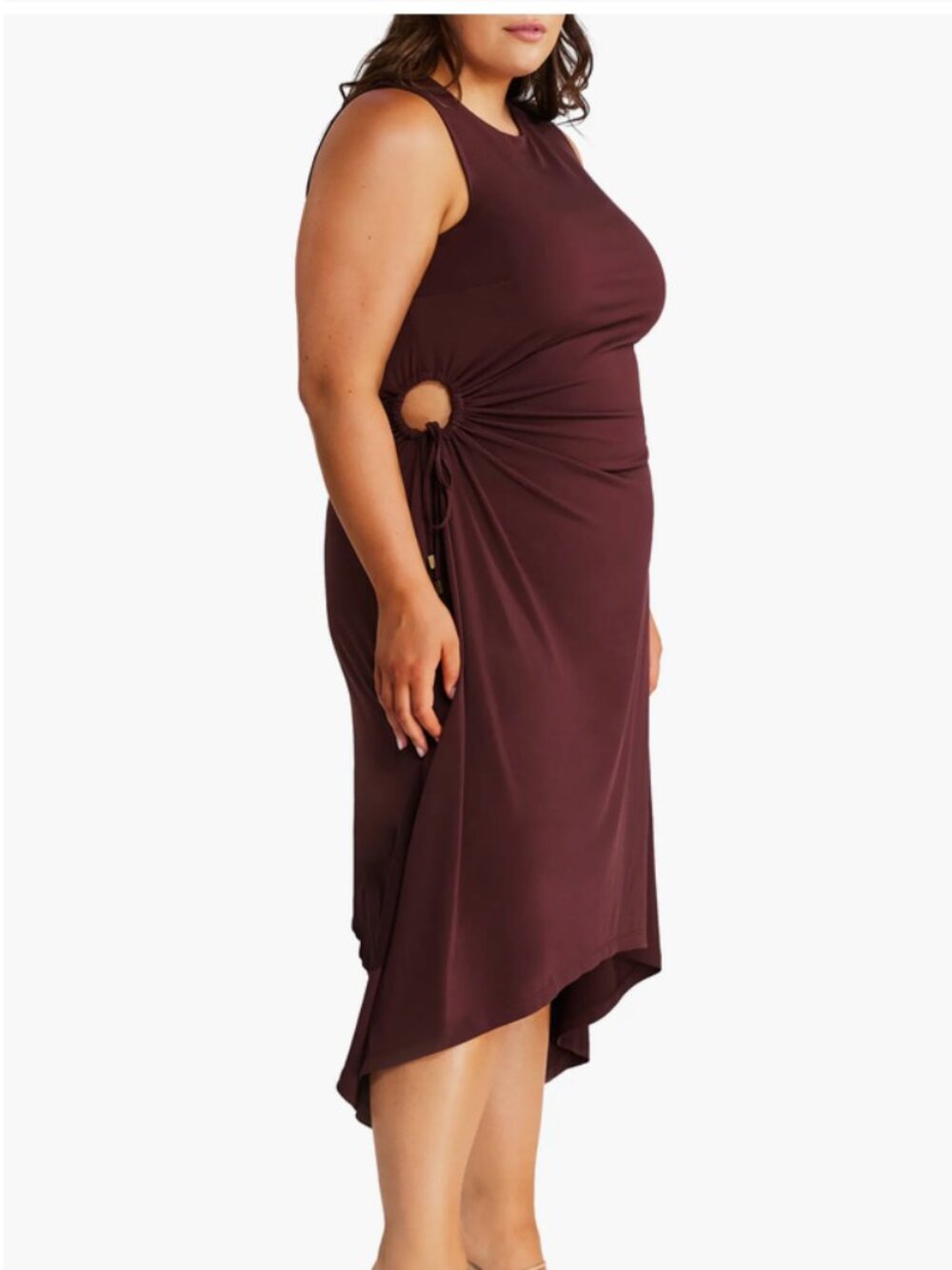 NWT Estelle Yvette Brown Cutout Waist Sharkbite Hem Dress - Size 18W